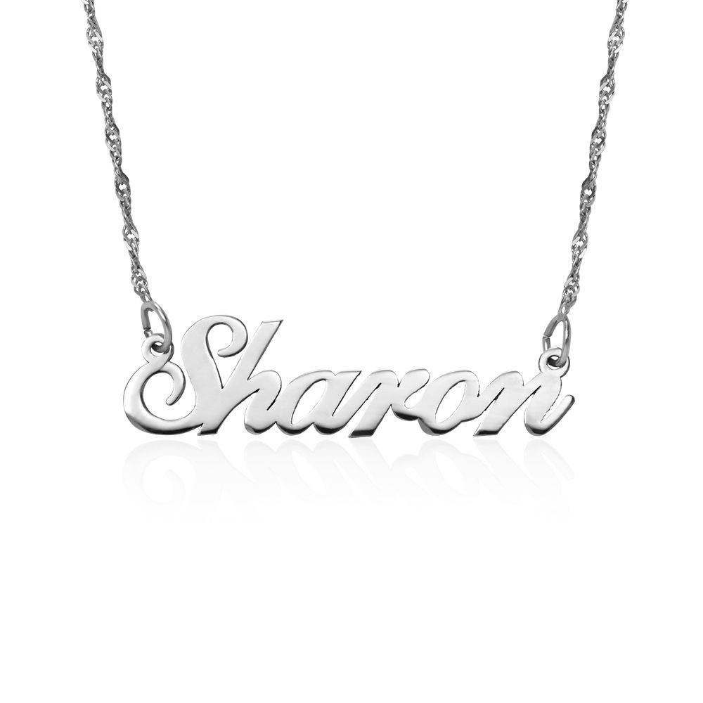 Small Classic Name Necklace in 14k White Gold-2 product photo