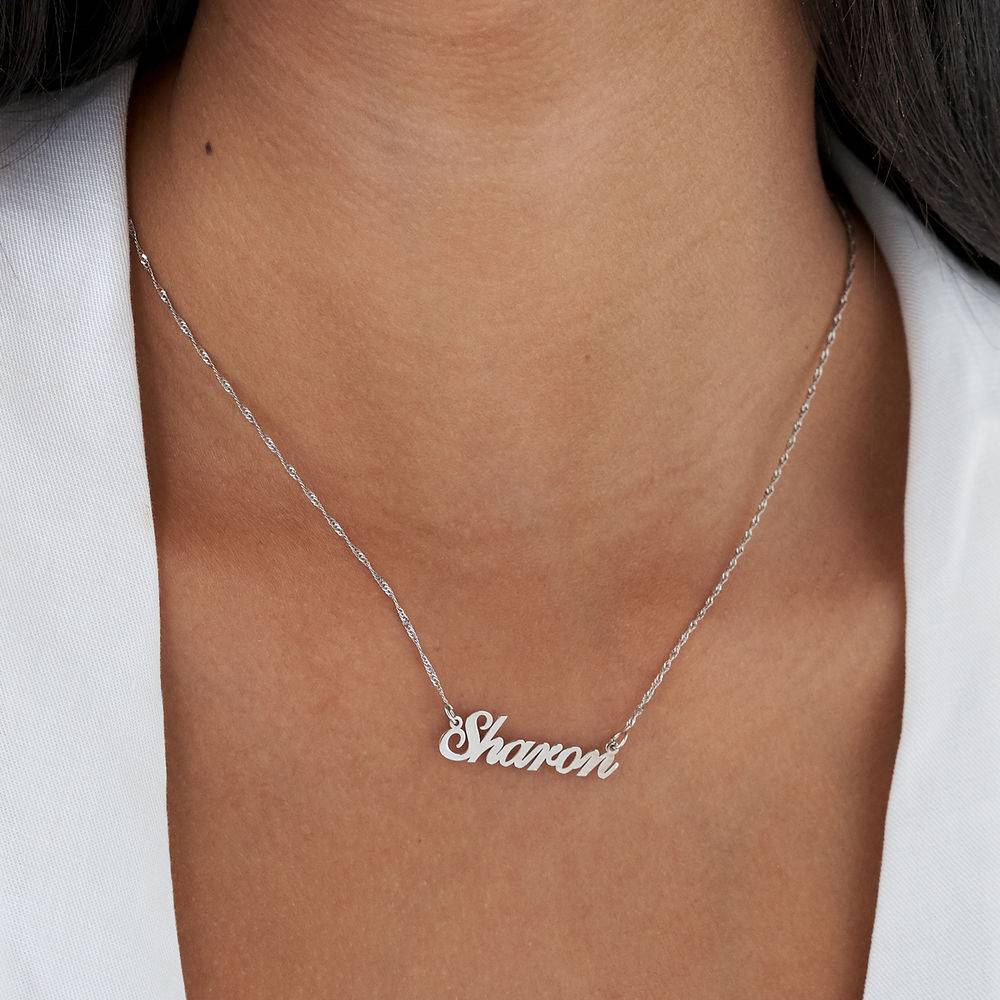 Small Classic Name Necklace in 14k White Gold-1 product photo