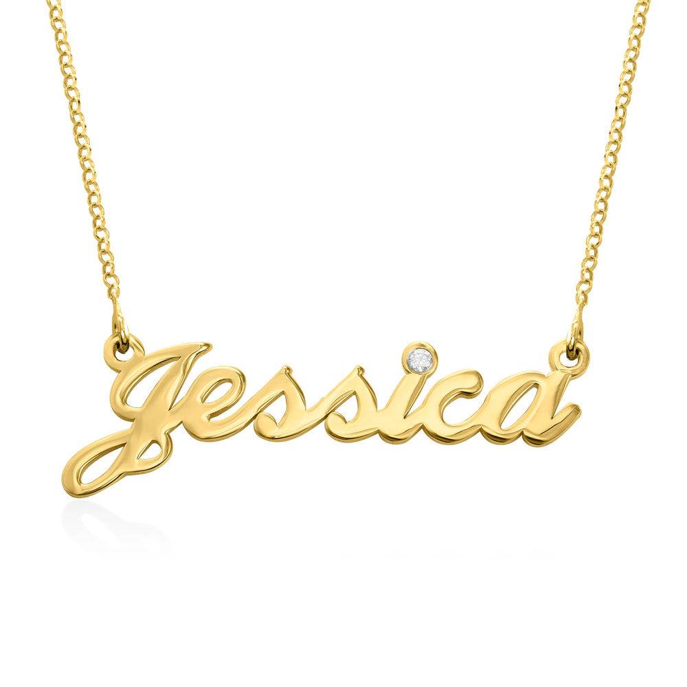 Hollywood Small Name Necklace in 18k Gold Plating with Diamond product photo