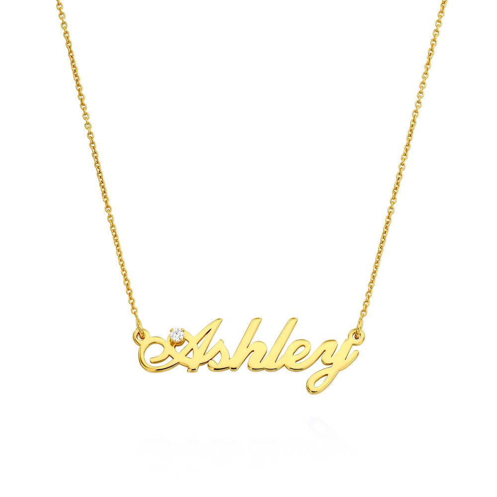 Hollywood Small Name Necklace with 0.05 CT Diamond in 18k Gold Plating-4 product photo
