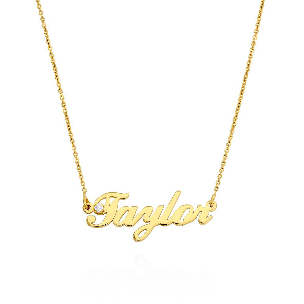 Hollywood Small Name Necklace with 0.05 CT Diamond in 18k Gold Vermeil-4 product photo