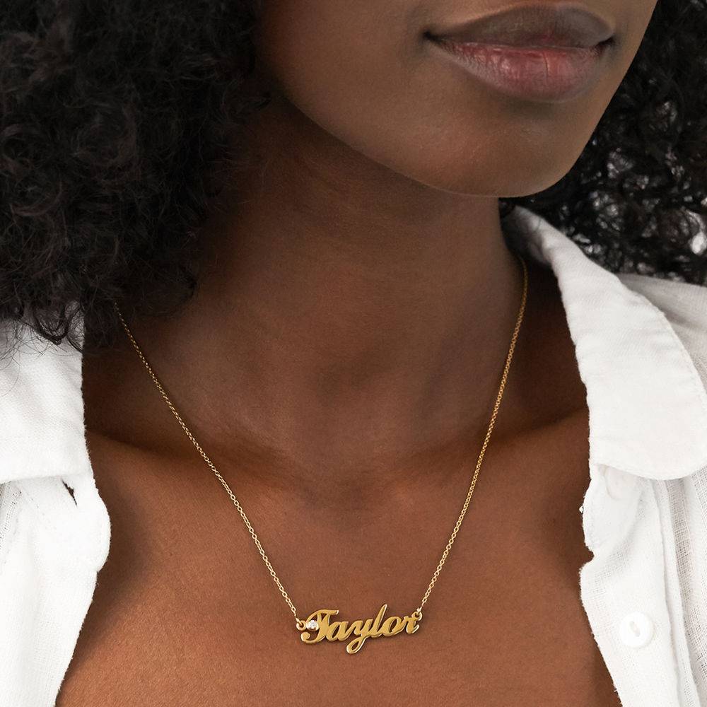 Hollywood Small Name Necklace with 0.05 CT Diamond in 18k Gold Vermeil-1 product photo