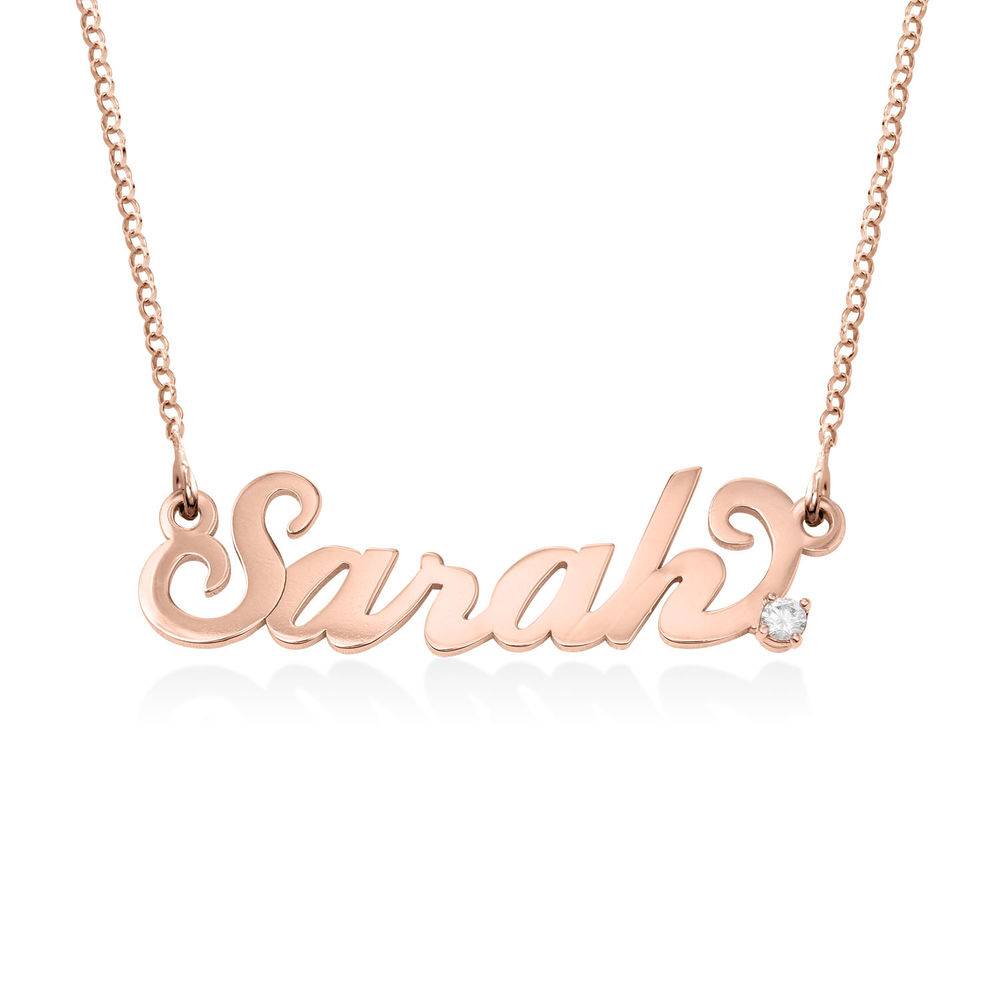 Small Carrie Name Necklace in 18k Rose Gold Plating with Diamond-2 product photo