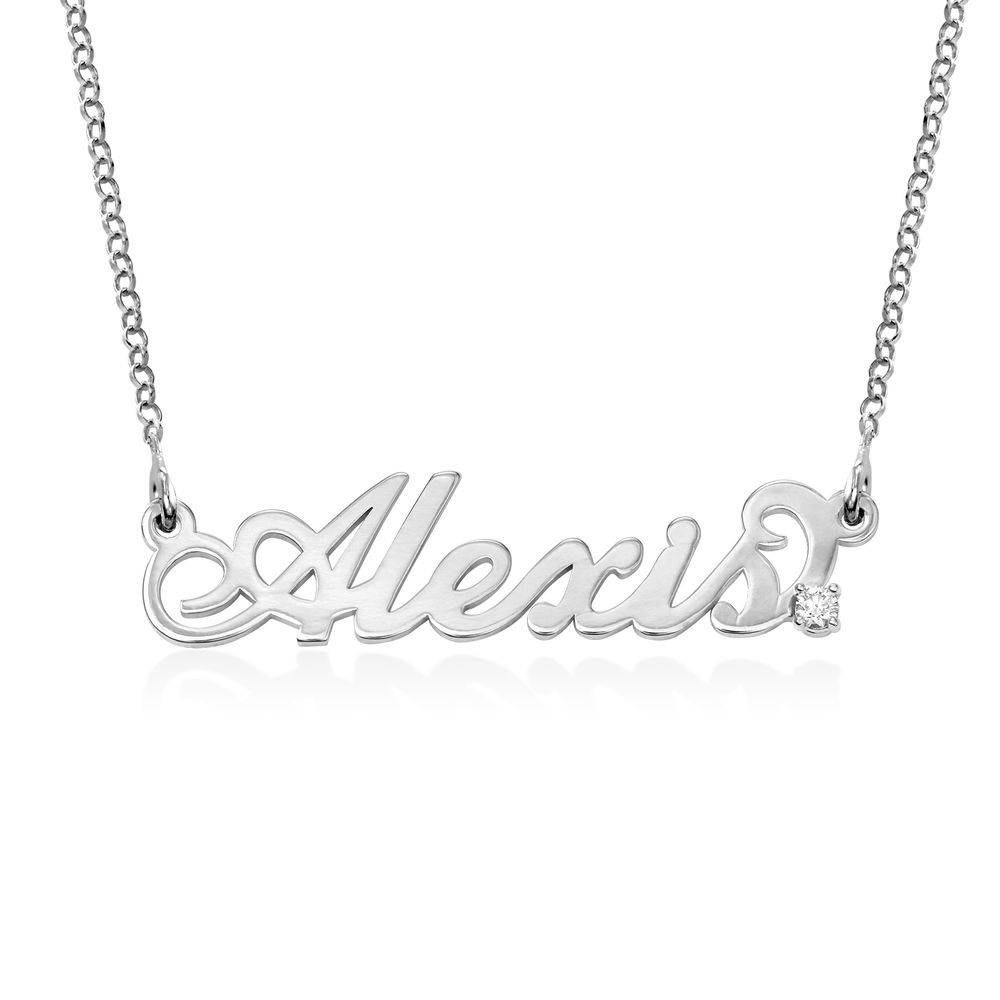 Small Carrie Name Necklace in Sterling Silver with Diamond-1 product photo