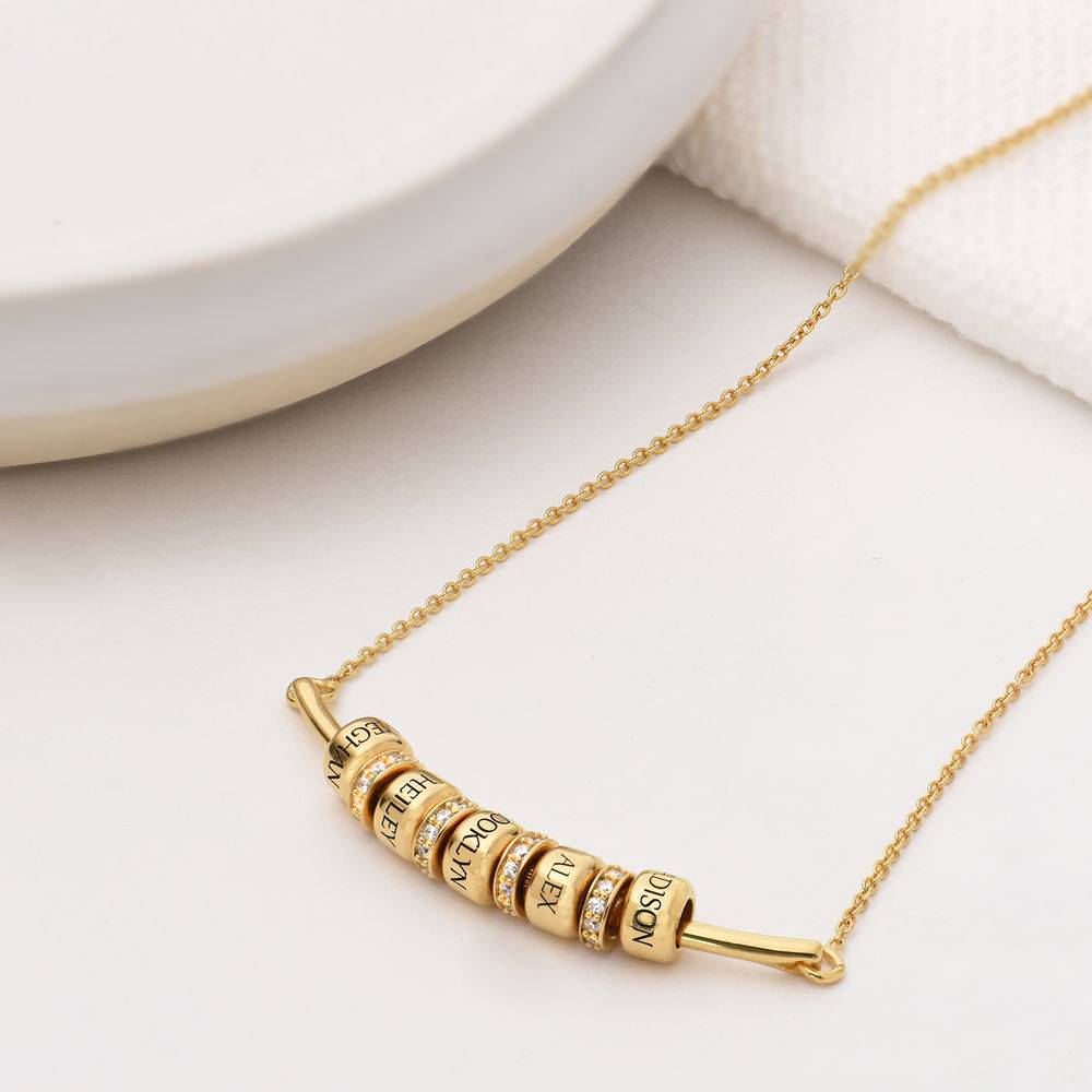 Smile Bar Necklace with Custom Beads in Gold Plating product photo