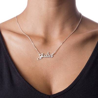 Sparkling Diamond-Cut Sterling Silver Classic Name Necklace-2 product photo