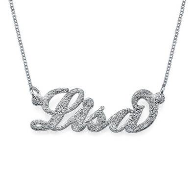Sparkling Diamond-Cut Sterling Silver Carrie-Style Name Necklace-2 product photo