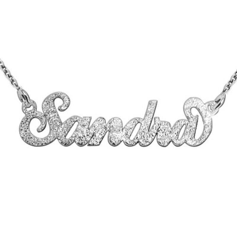 Sparkling Diamond-Cut Sterling Silver Carrie-Style Name Necklace-1 product photo