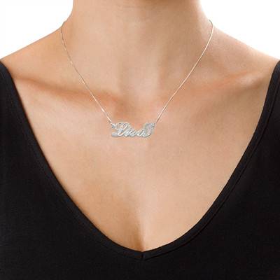 Sparkling Diamond-Cut Sterling Silver Carrie-Style Name Necklace-3 product photo