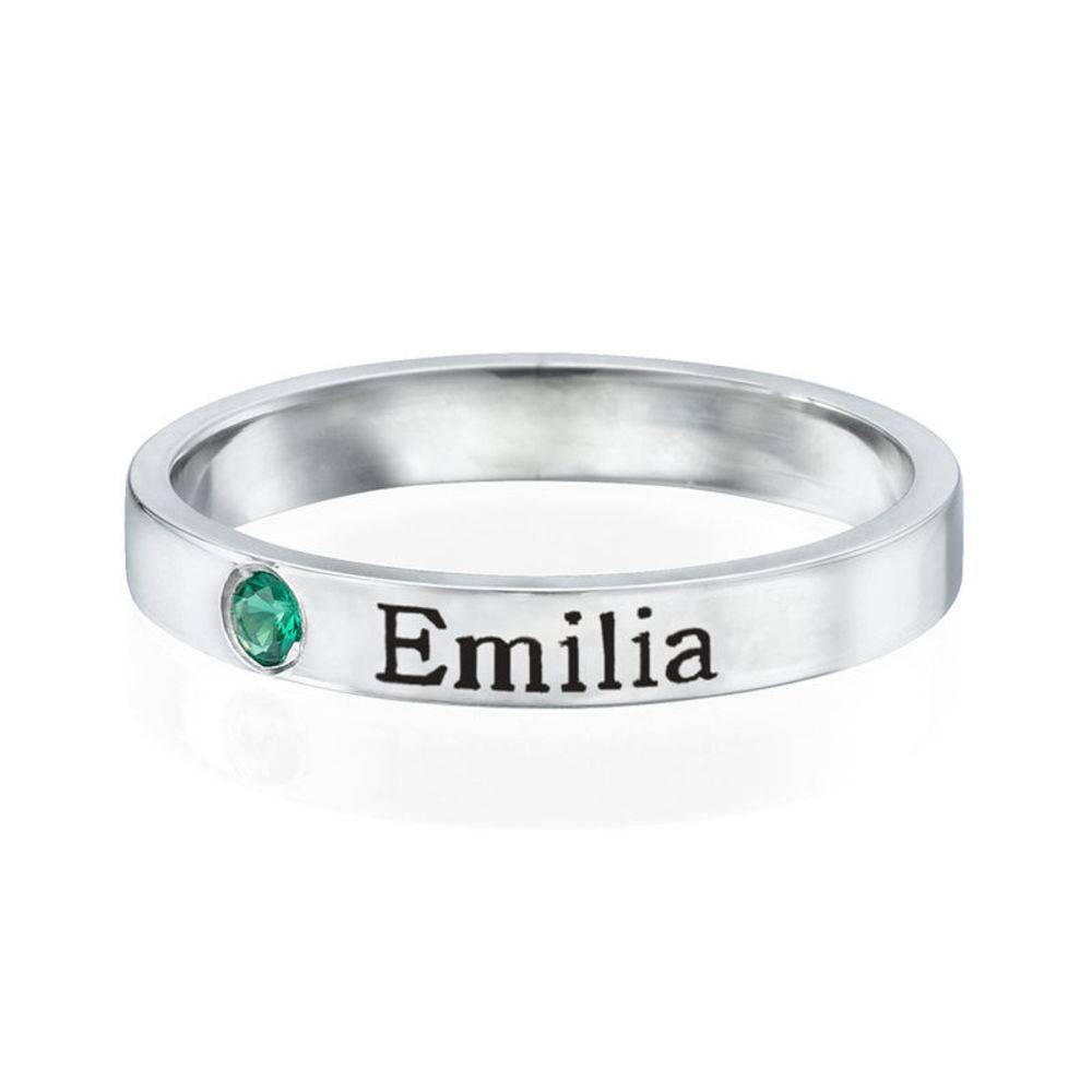 Stackable Birthstone Name Ring - Sterling Silver-2 product photo