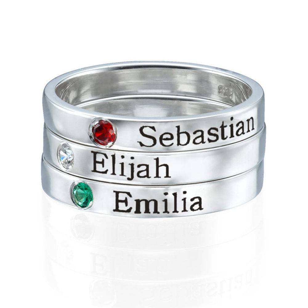 Stackable Birthstone Name Ring - Sterling Silver-4 product photo
