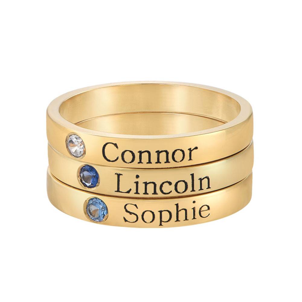 Stackable Birthstone Name Ring - 14K Yellow Gold-2 product photo