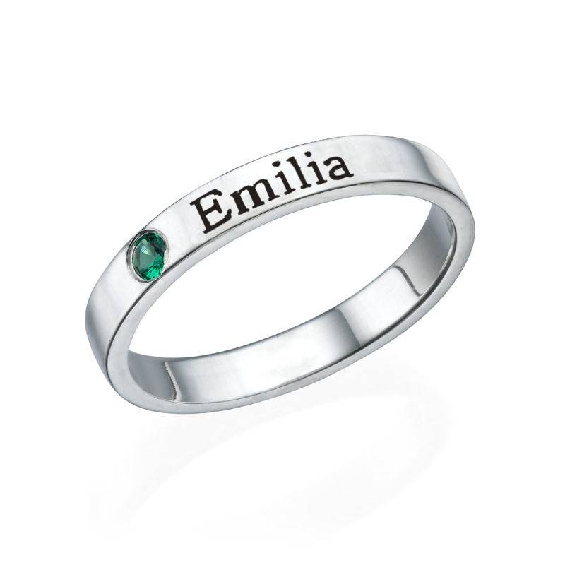 Stackable Birthstone Name Ring - Sterling Silver-1 product photo