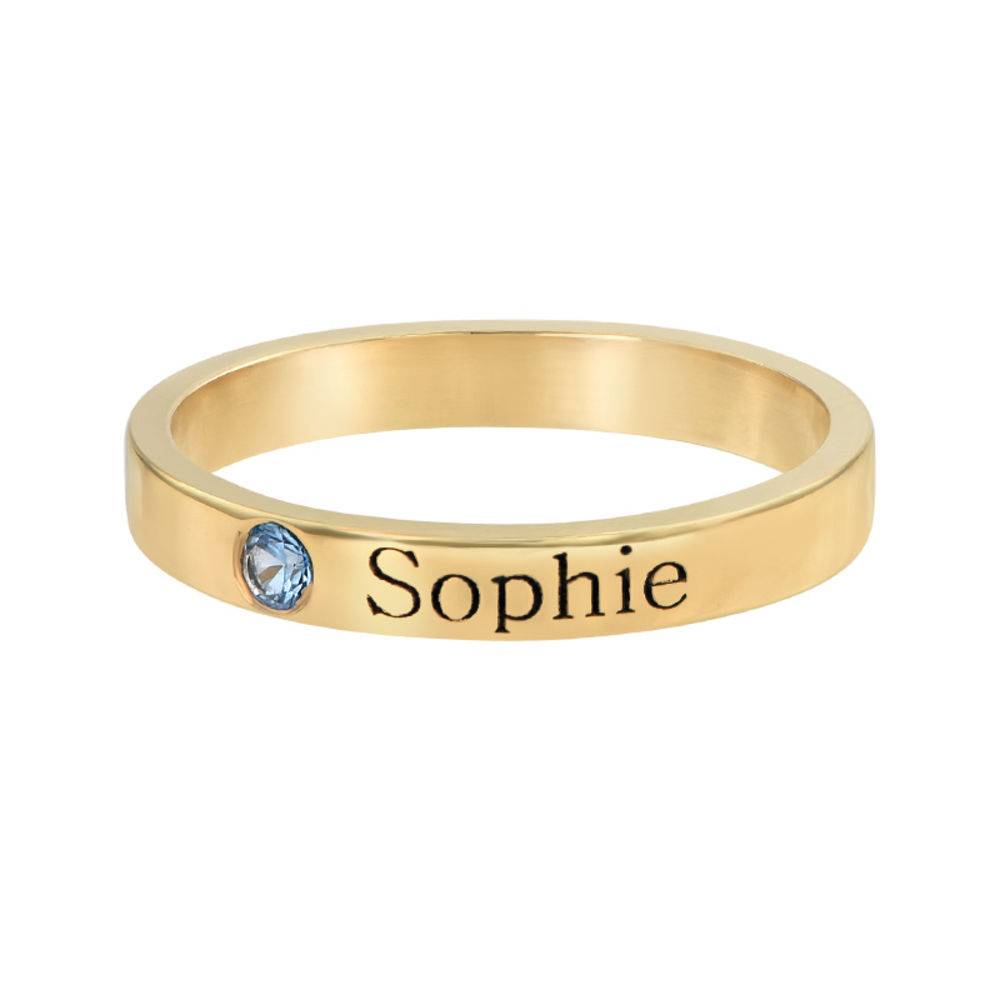 Stackable Birthstone Name Ring - 18k Gold Plated-2 product photo