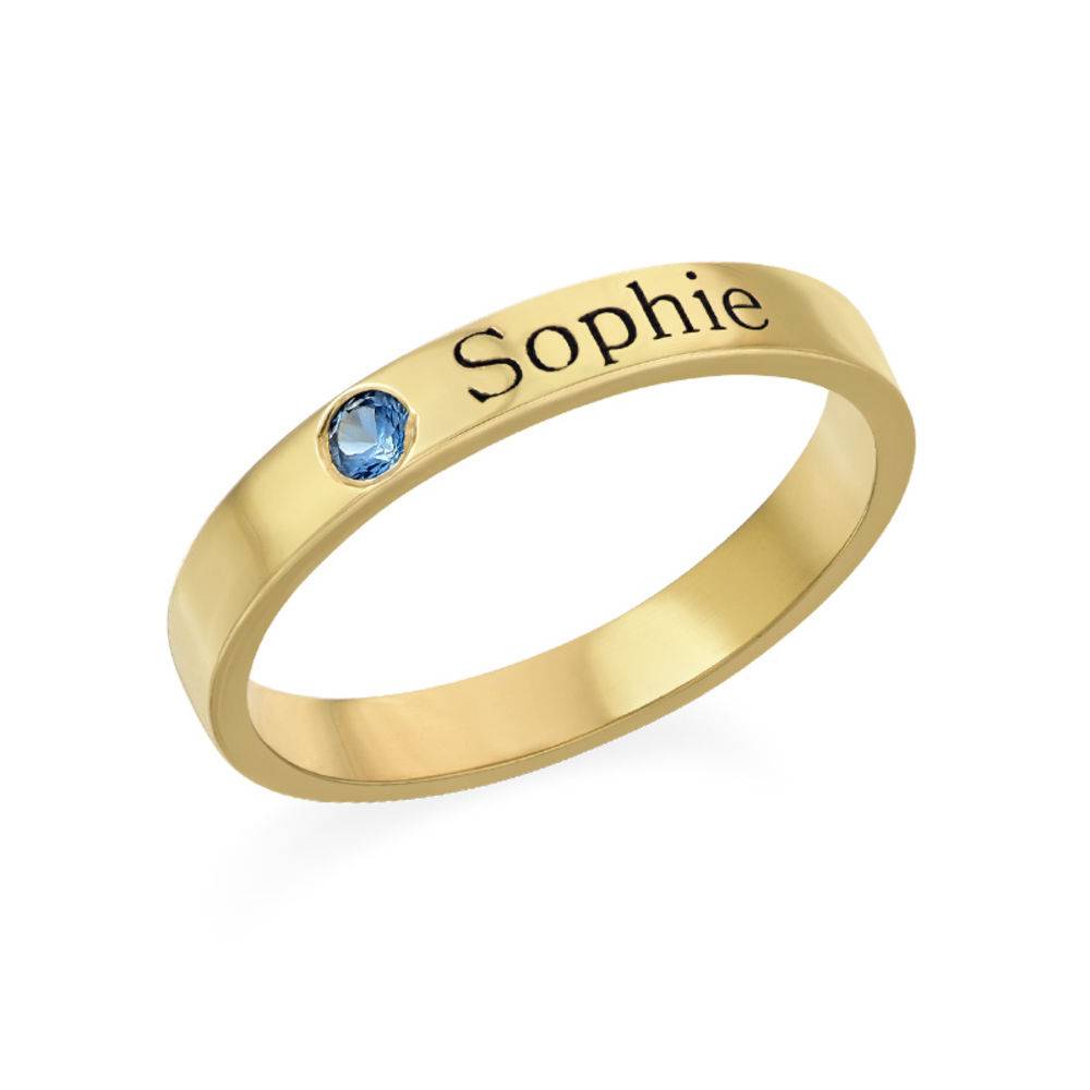 Stackable Birthstone Name Ring - 18k Gold Plated product photo