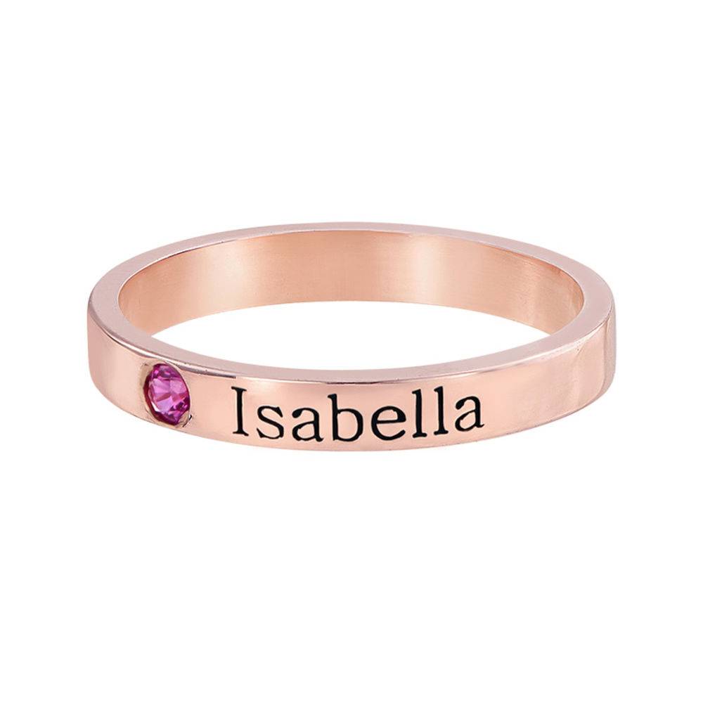 Stackable Birthstone Name Ring - 18k Rose Gold Plated-2 product photo