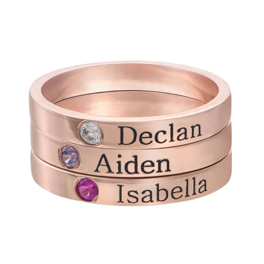 Stackable Birthstone Name Ring - 18k Rose Gold Plated-5 product photo