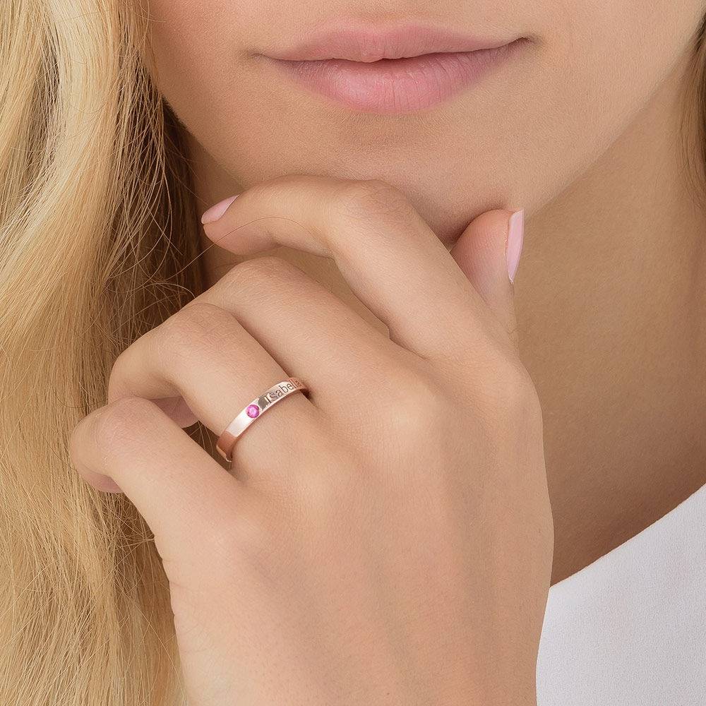 Stackable Birthstone Name Ring - 18k Rose Gold Plated-8 product photo