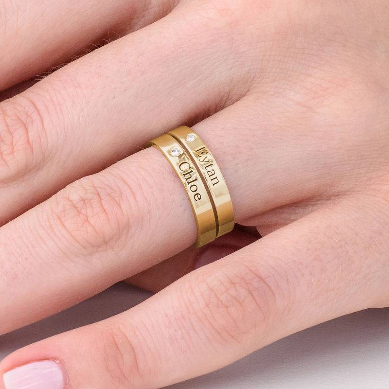 Stackable Name Ring in Gold Plating with Diamond-3 product photo