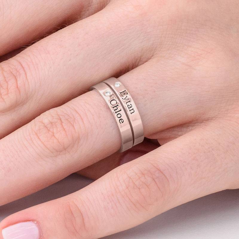 Stackable Name Ring in Rose Gold Plating with Diamond-1 product photo