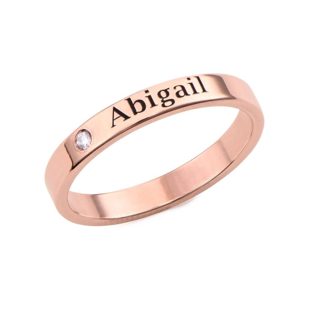 Stackable Name Ring in Rose Gold Plating with Diamond-4 product photo