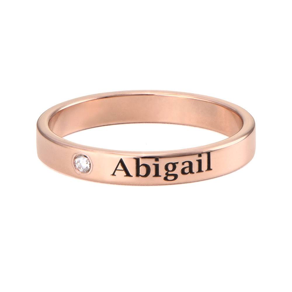 Stackable Name Ring in Rose Gold Plating with Diamond-2 product photo