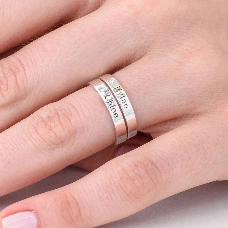 Stackable Name Ring in Sterling Silver with Diamond-3 product photo