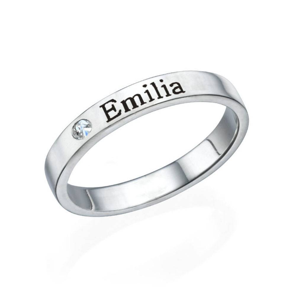 Stackable Name Ring in Sterling Silver with Diamond-4 product photo