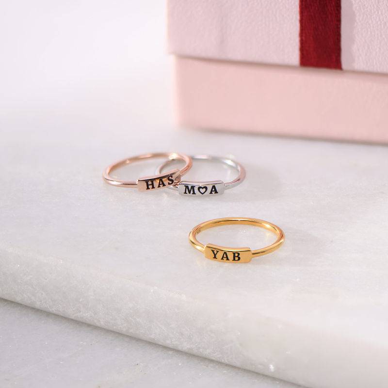 Stackable Nameplate Ring in Rose Gold Plating-4 product photo