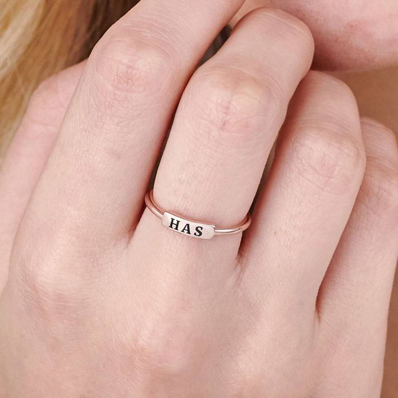 Stackable Nameplate Ring in Rose Gold Plating-6 product photo