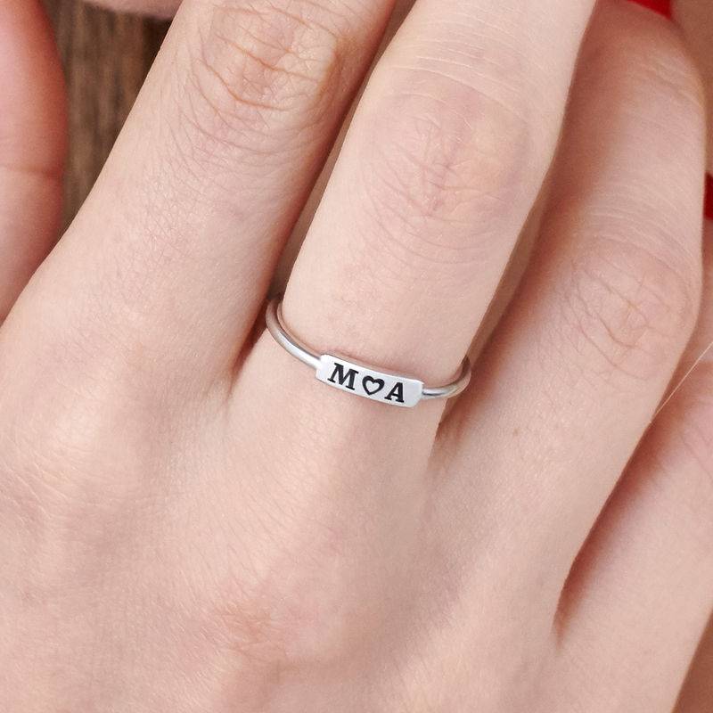 Stackable Nameplate Ring in Silver-5 product photo