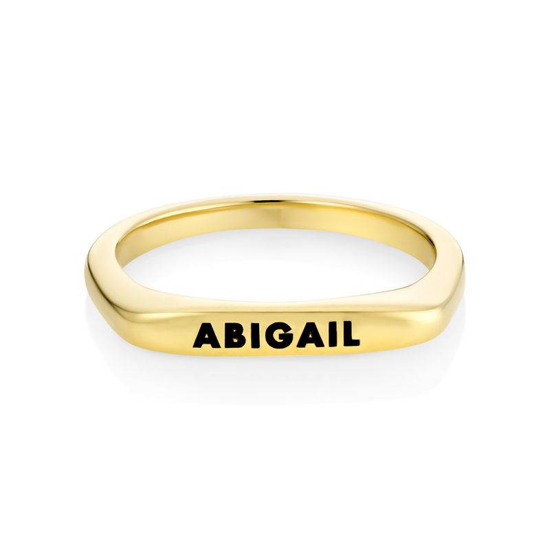 Stackable Rectangular Name Ring in Gold Plating product photo