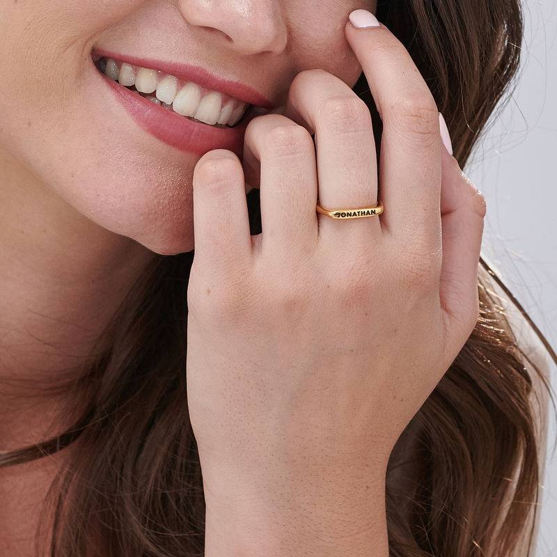 Stackable Rectangular Name Ring in Gold Plating-6 product photo