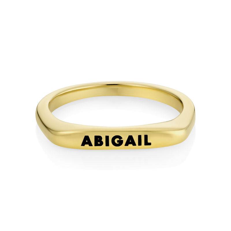 Stackable Rectangular Name Ring in Gold Vermeil-2 product photo