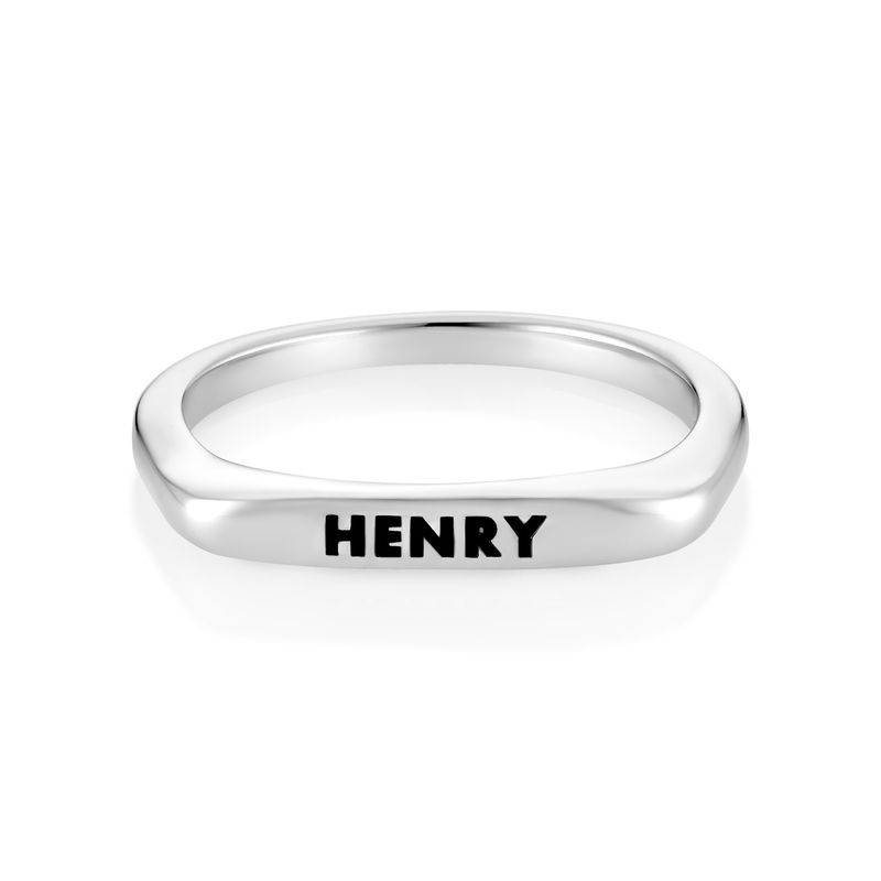 Stackable Rectangular Name Ring in Sterling Silver product photo