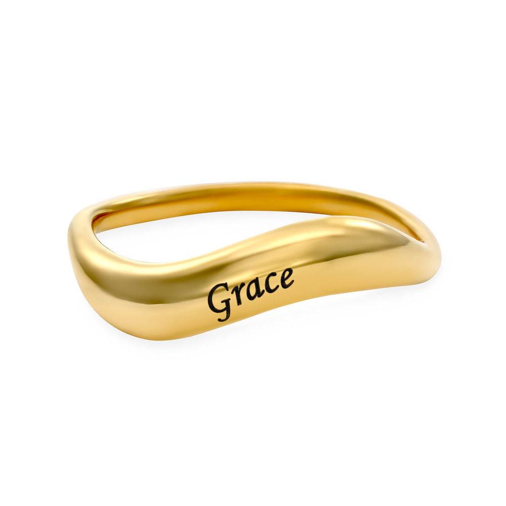 Stackable Wavy Name Ring in Gold Plating-6 product photo