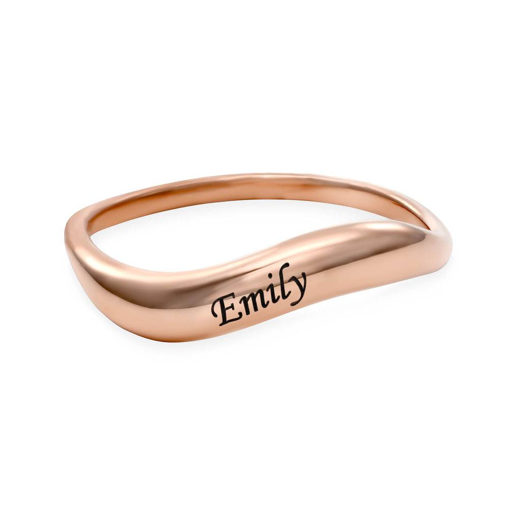Stackable Wavy Name Ring in Rose Gold Plating