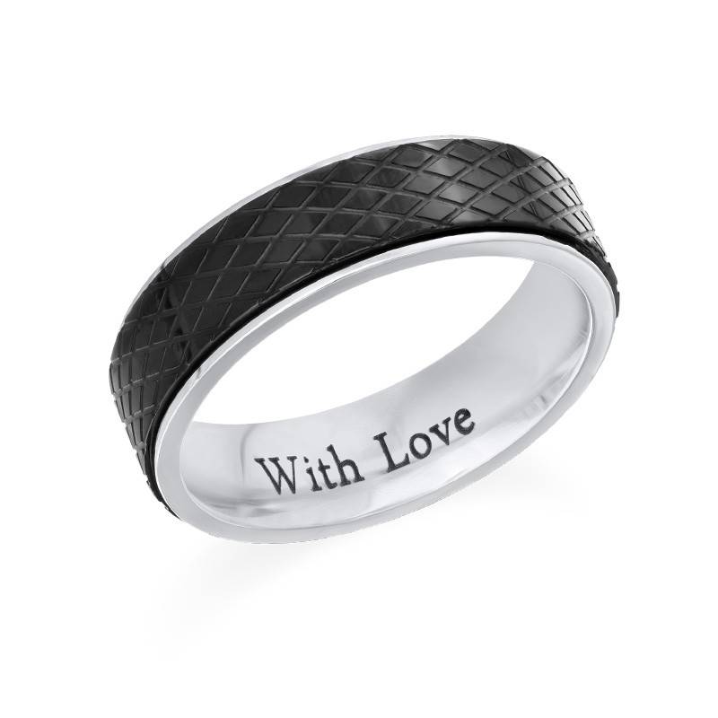Stainless Steel Ring for Men-Black and Silver-1 product photo
