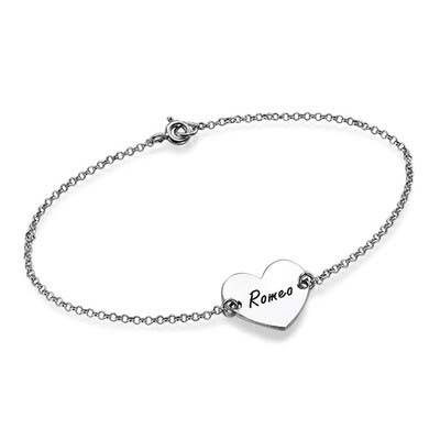 Sterling Silver Engraved Heart Bracelet-3 product photo