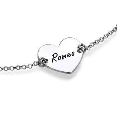 Sterling Silver Engraved Heart Bracelet-2 product photo