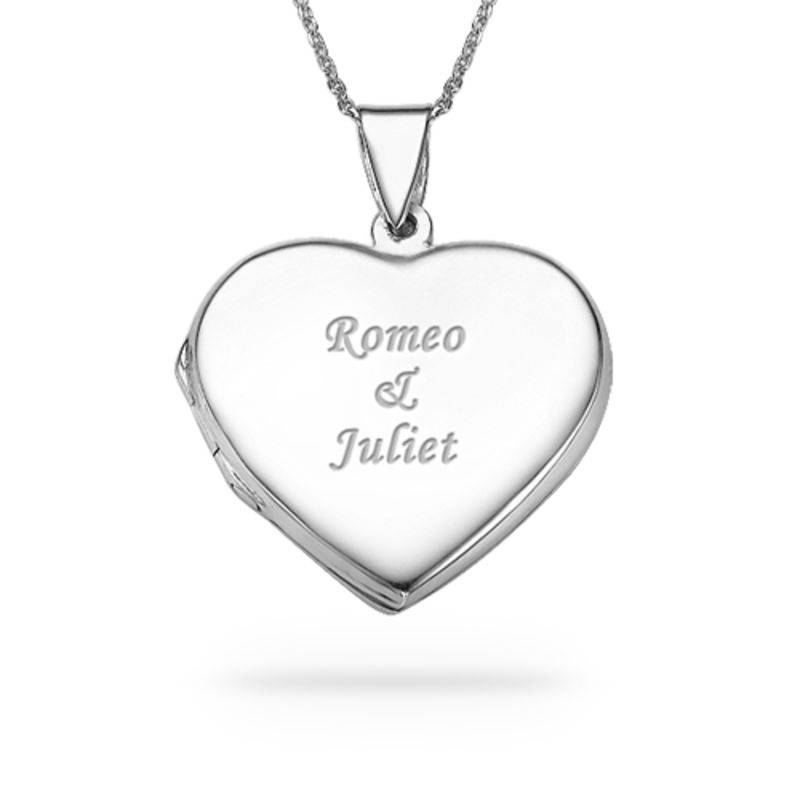 Sterling Silver Engraved Heart Locket Necklace-1 product photo
