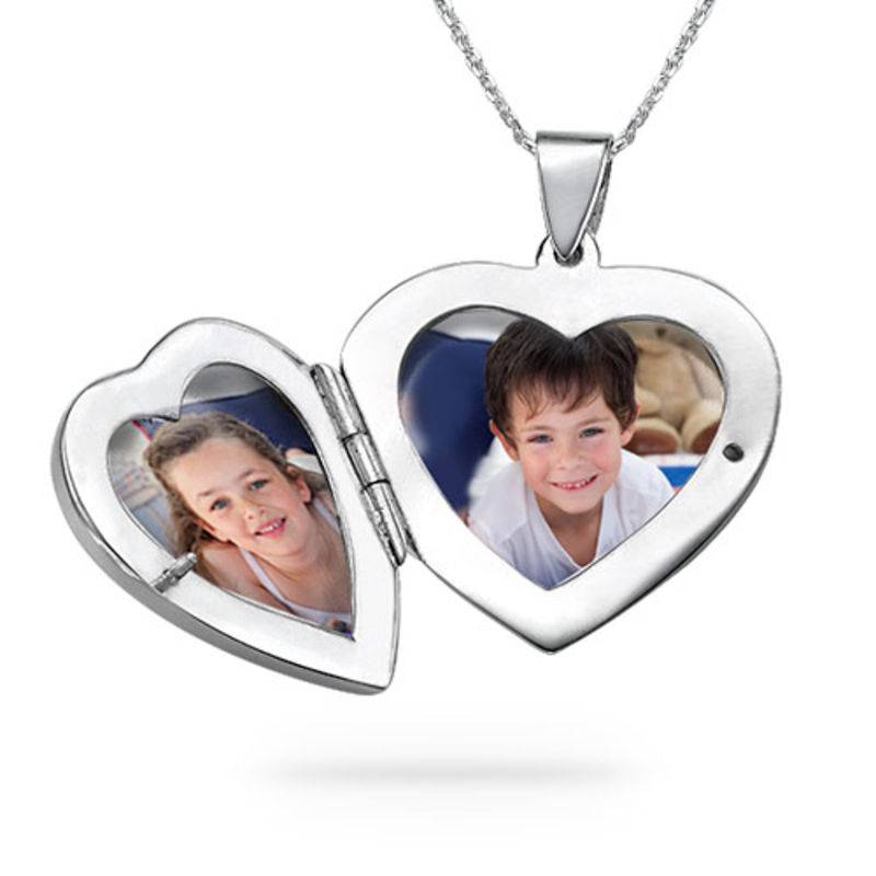 Sterling Silver Engraved Heart Locket Necklace-3 product photo