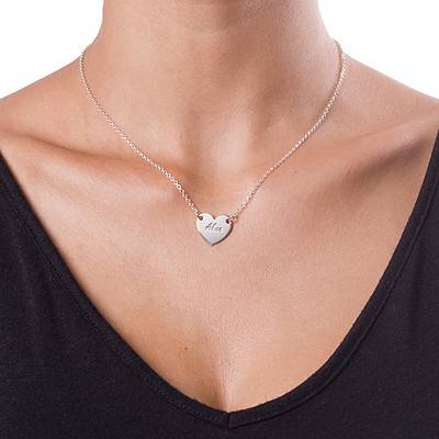 Engraved Heart Necklace in Silver-2 product photo