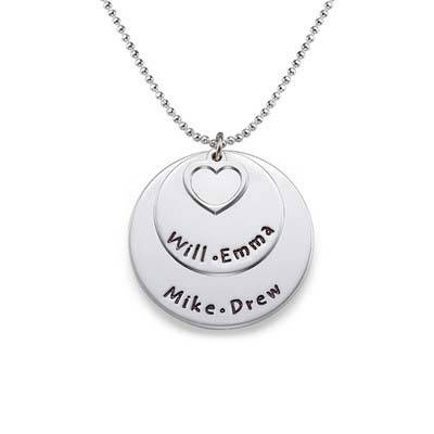 Sterling Silver Family Names Disc Necklace product photo