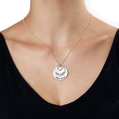 Sterling Silver Family Names Disc Necklace-2 product photo
