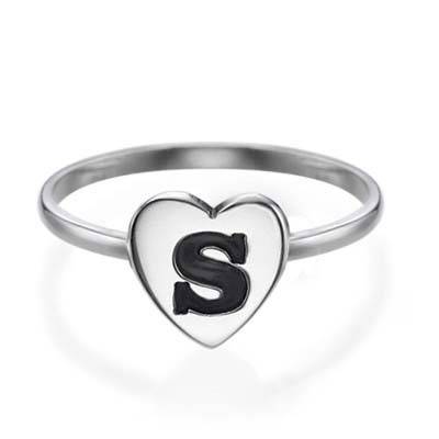 Sterling Silver Heart Initial Ring product photo