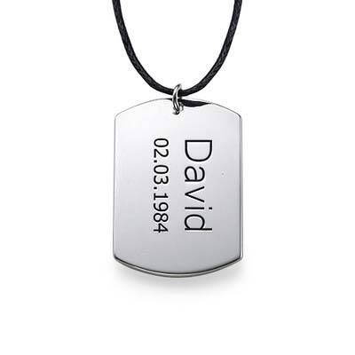 Sterling Silver Mens Dog Tag Necklace product photo