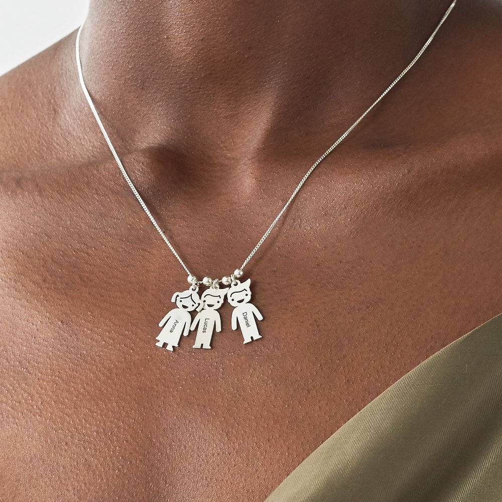 Mother’s Necklace with Engraved Children Charms