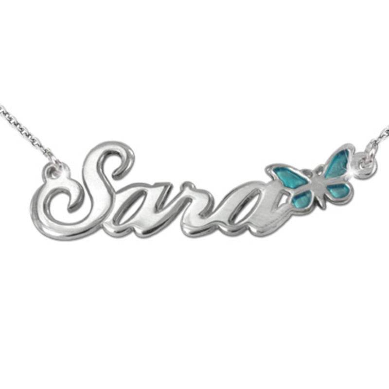 Sterling Silver Name Necklace with Color Charm-2 product photo