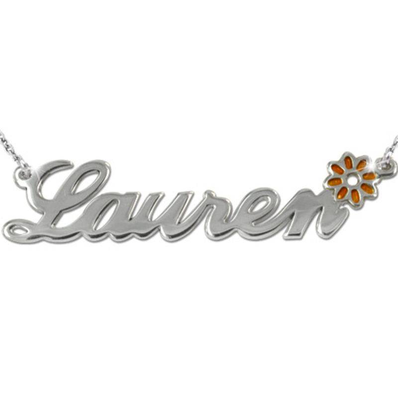 Sterling Silver Name Necklace with Color Charm-3 product photo